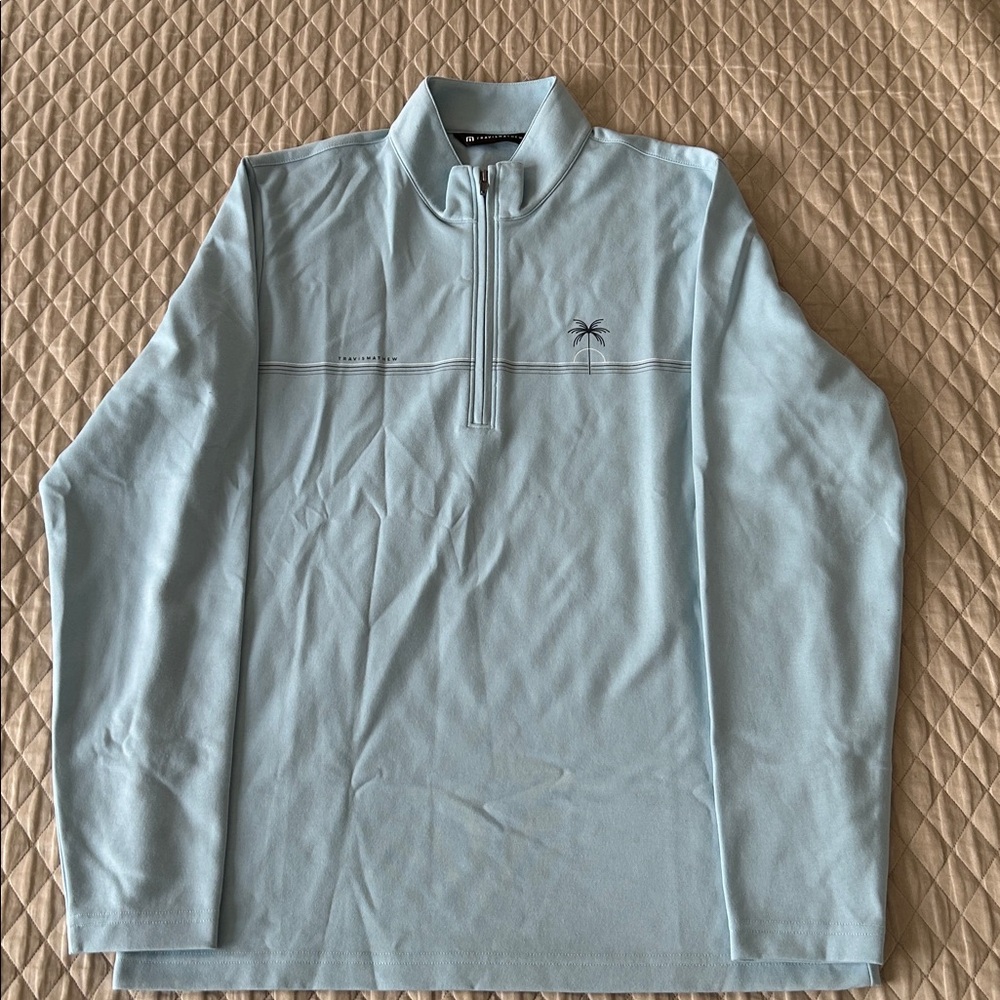 Travis Matthew Men’s Light Blue Quarter-Zip Pullover Medium
